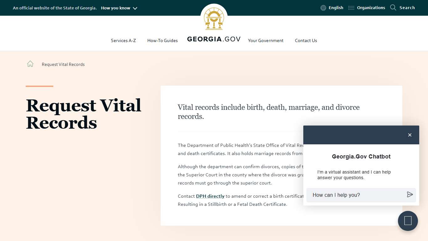 Request Vital Records | Georgia.gov