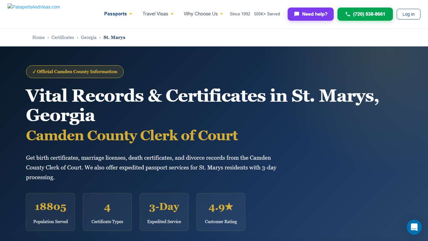 Birth, Marriage & Death Certificates in St. Marys, GA | Camden County Vital Records